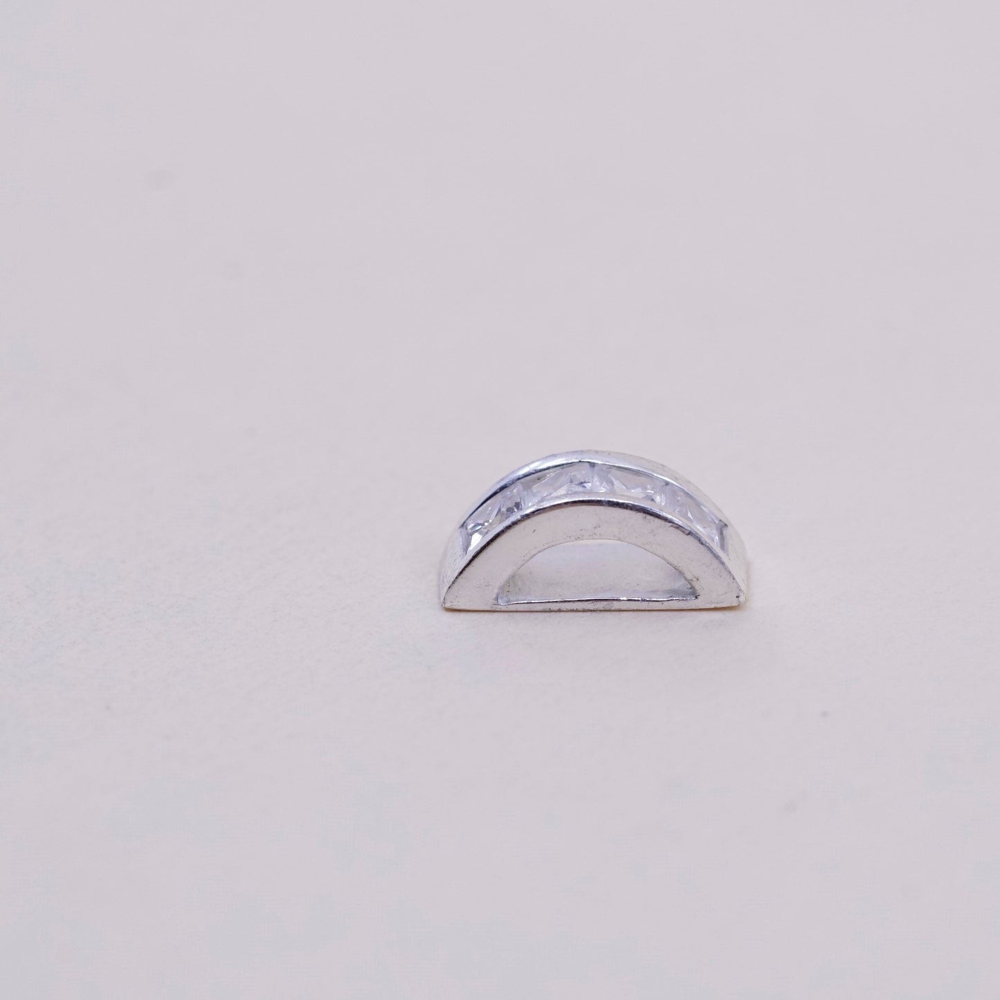 Vintage sterling silver cz crystal pendant, 925 handmade pendant