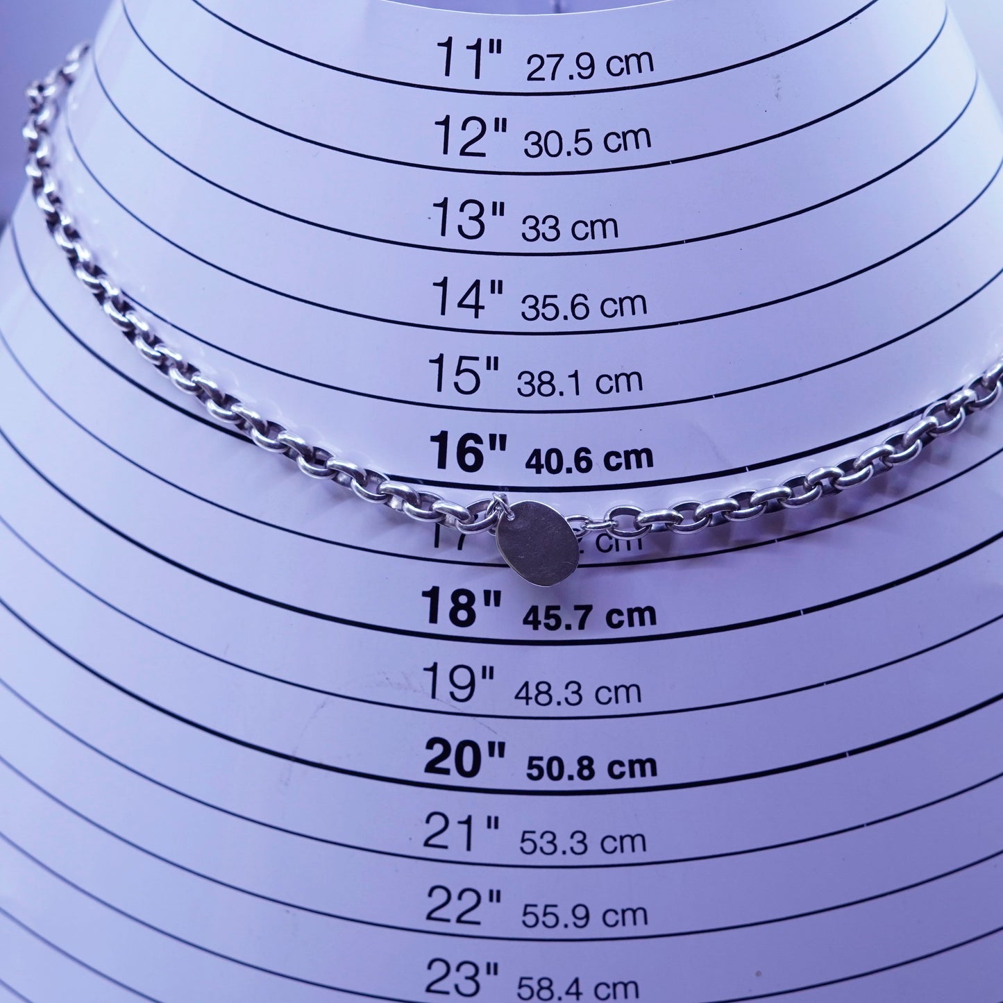 16” 4mm, vintage Italy Sterling 925 silver oval circle chain necklace