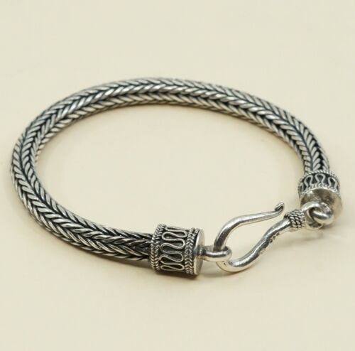 6.75”, Sterling Silver Handmade Bracelet, 925 Silver Wheat Chain, Stamped 925