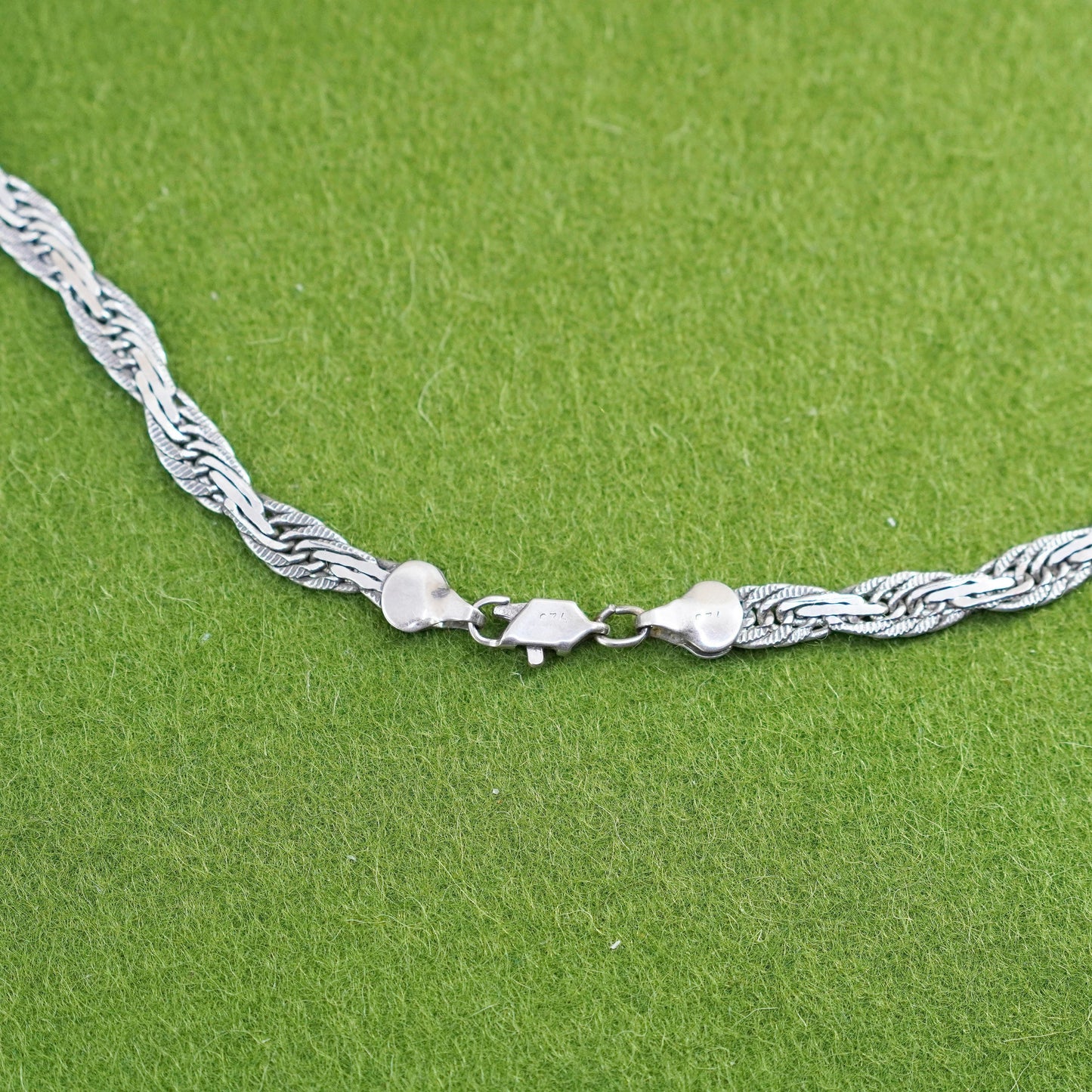 24”, 6mm, Vintage sterling 925 silver flatten nugget chain, necklace