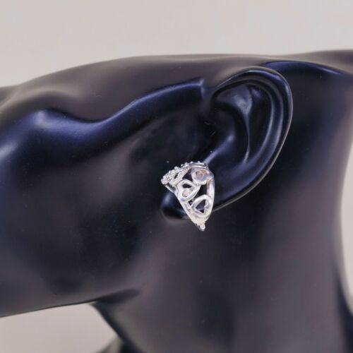 0.5”, Vtg Italy Sterling Silver Filigree Heart Studs Earrings, Stamped 925