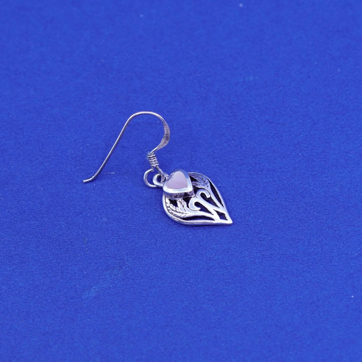 Vintage PSC Sterling 925 silver handmade earrings with heart Dangles
