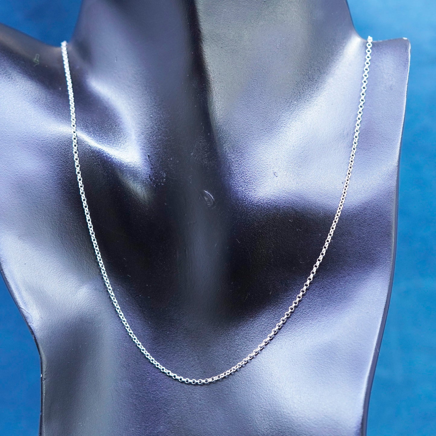 18”, 1mm, vintage Sterling silver necklace, 925 circle chain