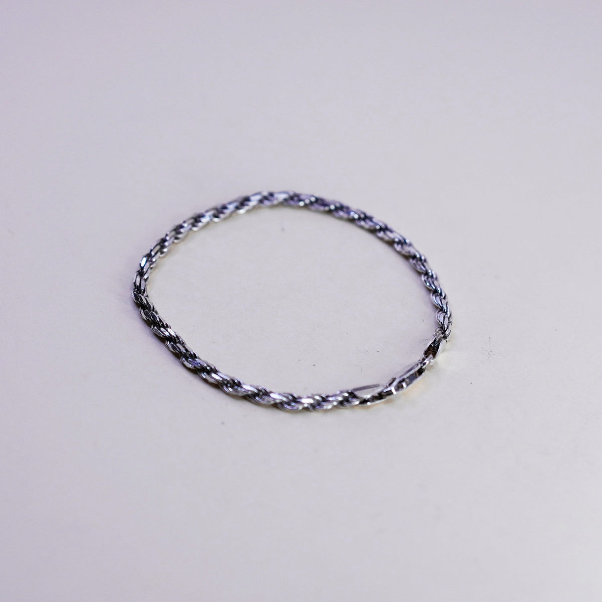 7”, 3mm, vintage IBB Sterling silver rope chain, Italy 925 men’s bracelet