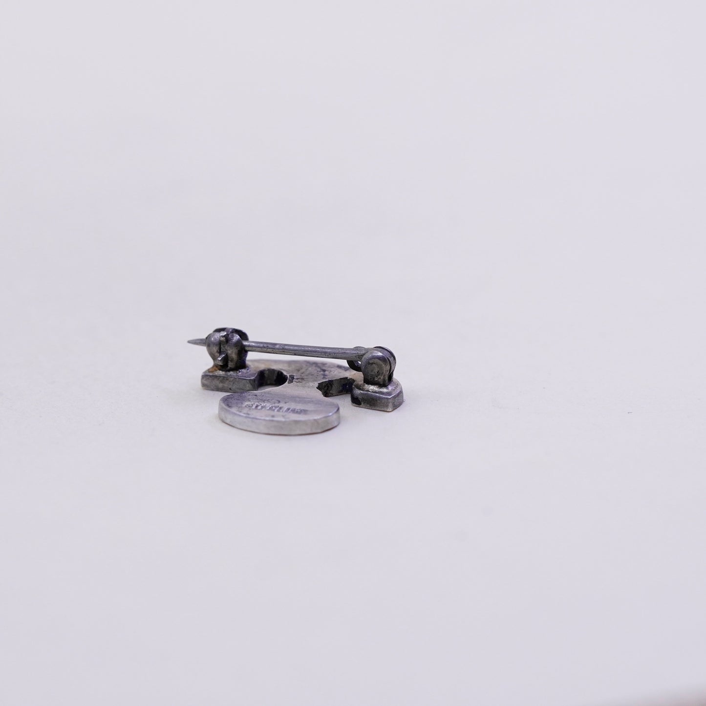 Vintage Sterling silver handmade brooch, 925 old fashion telephone pin