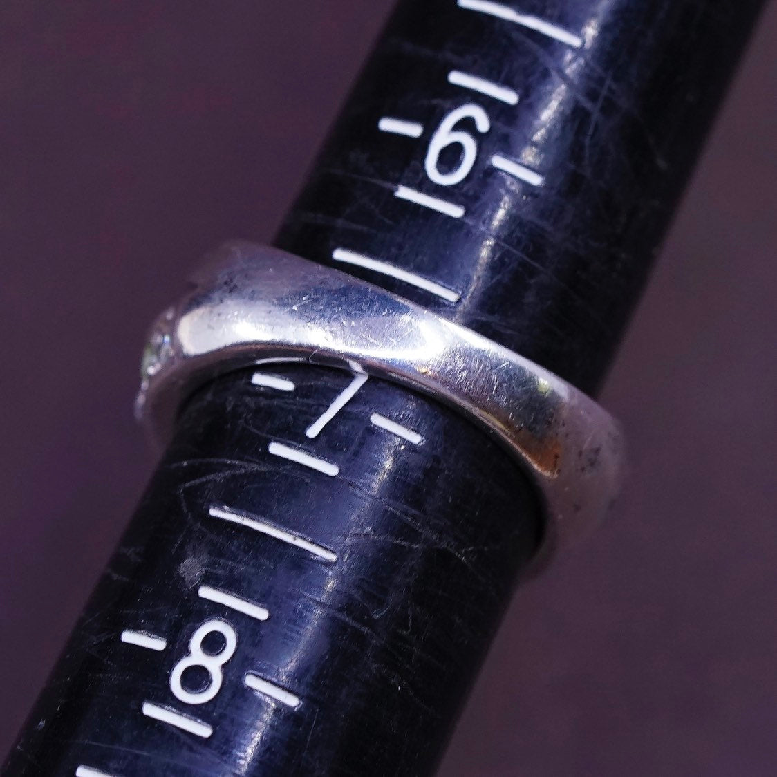 sz 6.75, vtg Sterling silver anniversary ring, 925 band w/ cluster cz