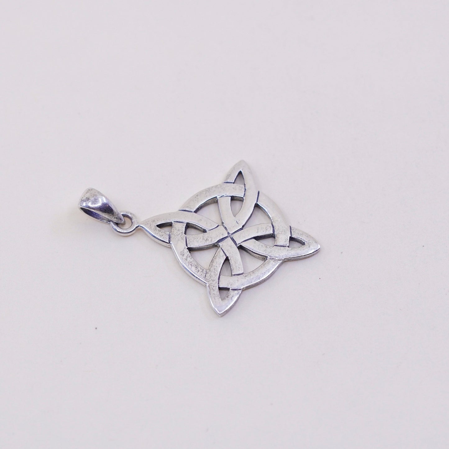 vtg PSCL sterling silver handmade pendant, 925 Irish Celtic knit filigree charm