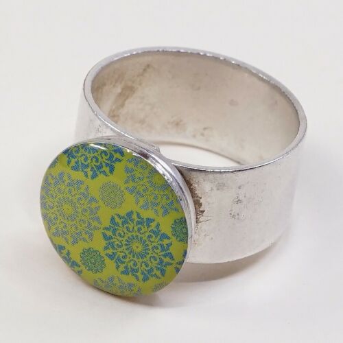 Sz 8, Vtg Sterling Silver Handmade Ring, Mexico 925 Band W/ Round Resin