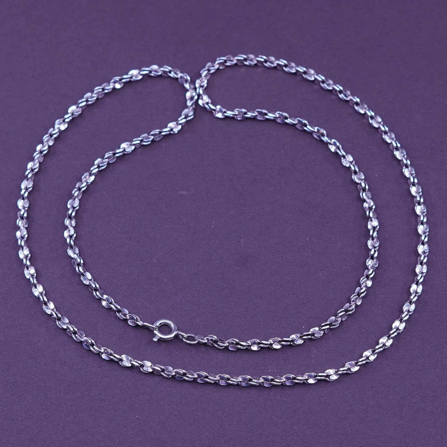 20”, 3mm, vintage Sterling silver necklace, Italy 925 twisted nugget chain