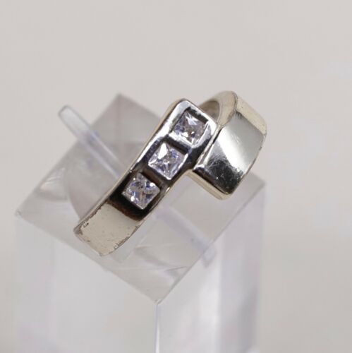 Sz 7.5, Vermeil Gold Over Sterling Ring, 925 Silver Ring W/ Crystal, Stamped 925