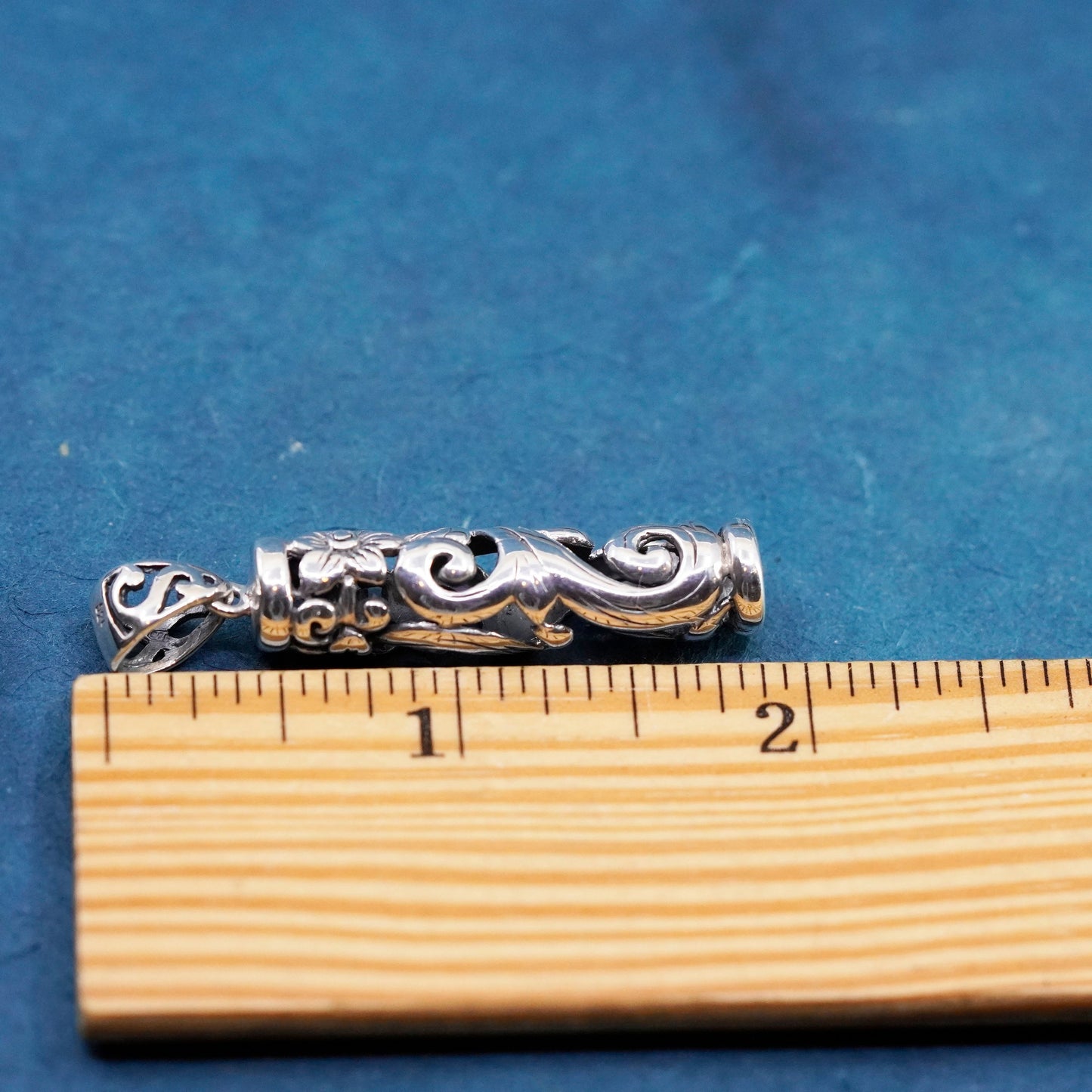 Vintage Sterling silver handmade pendant, 925 bali tube pendant