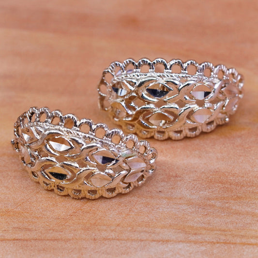 0.75”, vermeil gold over Sterling silver earrings, 925 filigree hoops, huggie