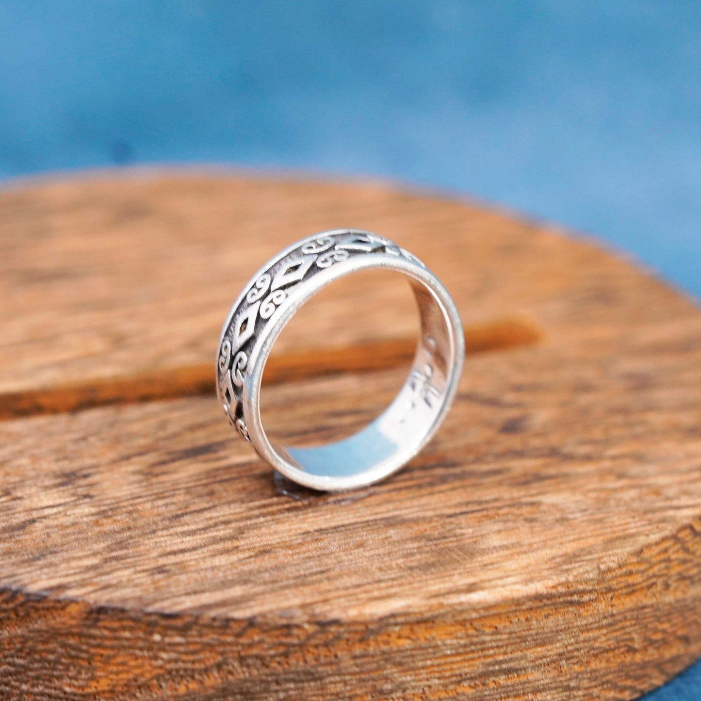 Size 8.5, Sterling silver handmade ring, southwestern 925 stackable band