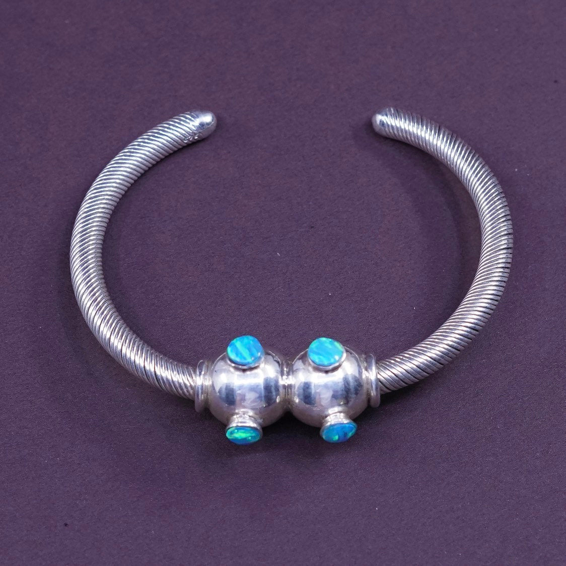 6”, vtg Sterling silver handmade bracelet, 925 cable cuff