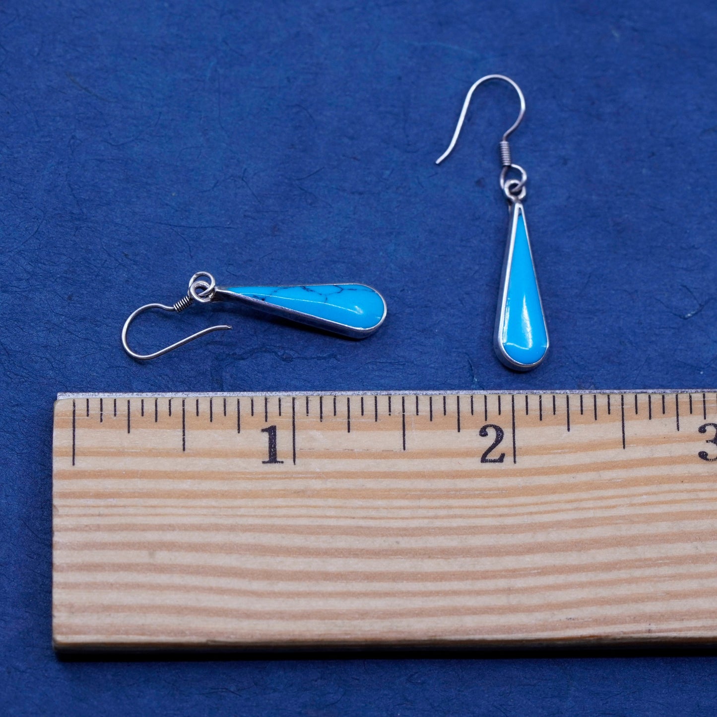 Vintage sterling 925 silver handmade earrings with turquoise