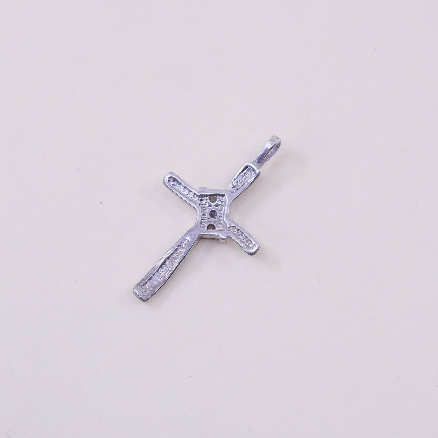 Vintage sterling silver pendant, 925 cross handmade pendant with Cz