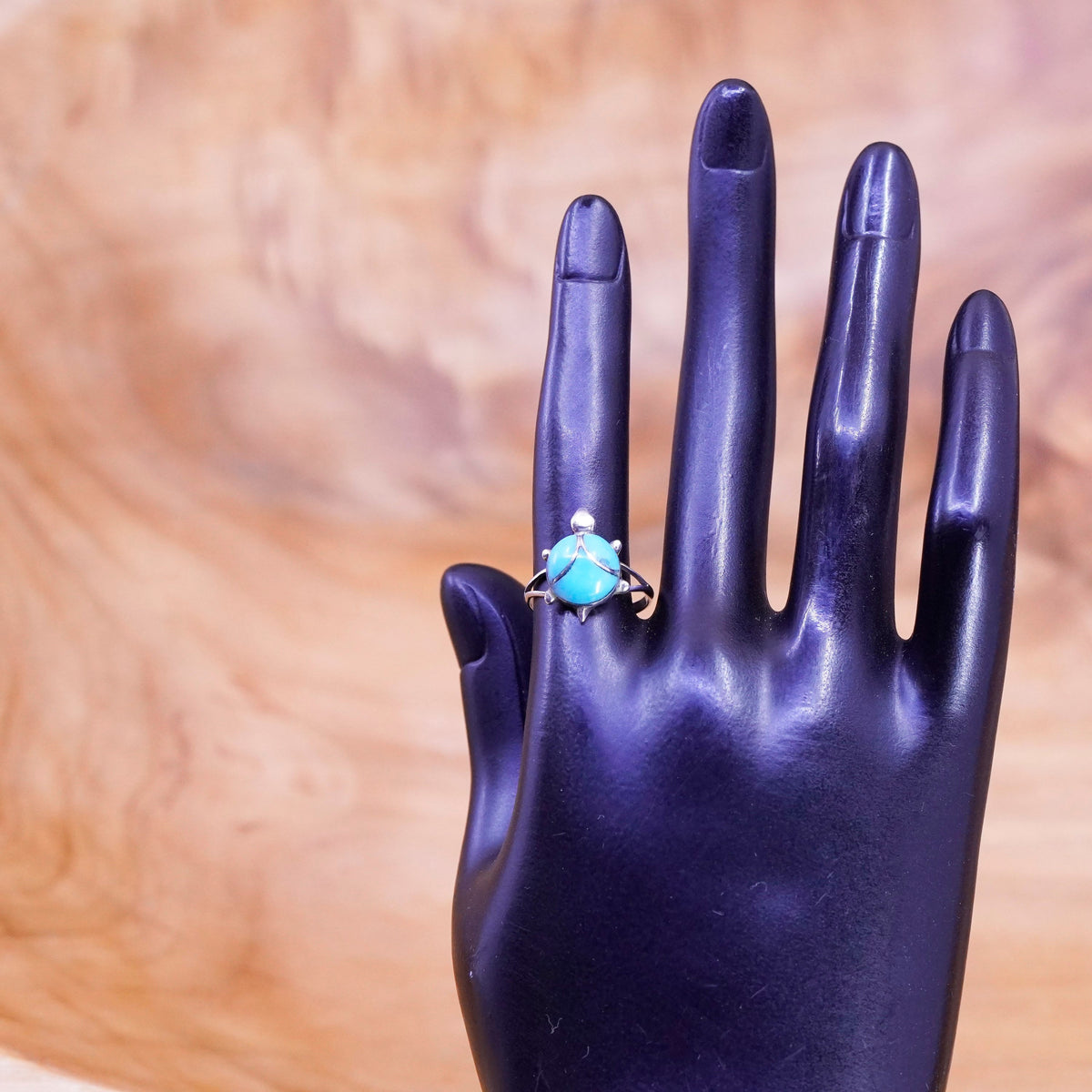 Size 6, southwestern Sterling 925 silver turtle ring turquoise, southwestern