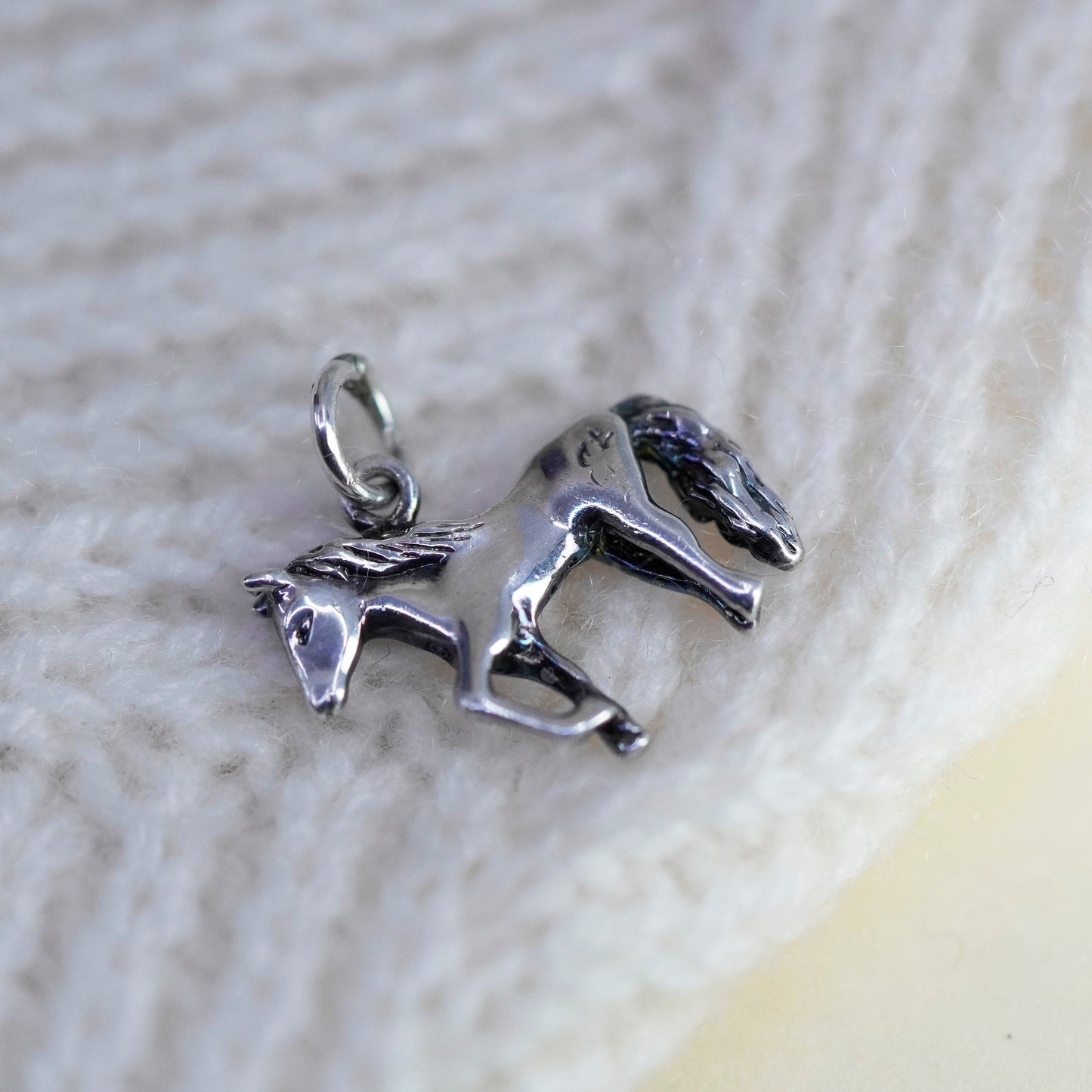 Handmade vintage Sterling silver pendant, 925 horse charm
