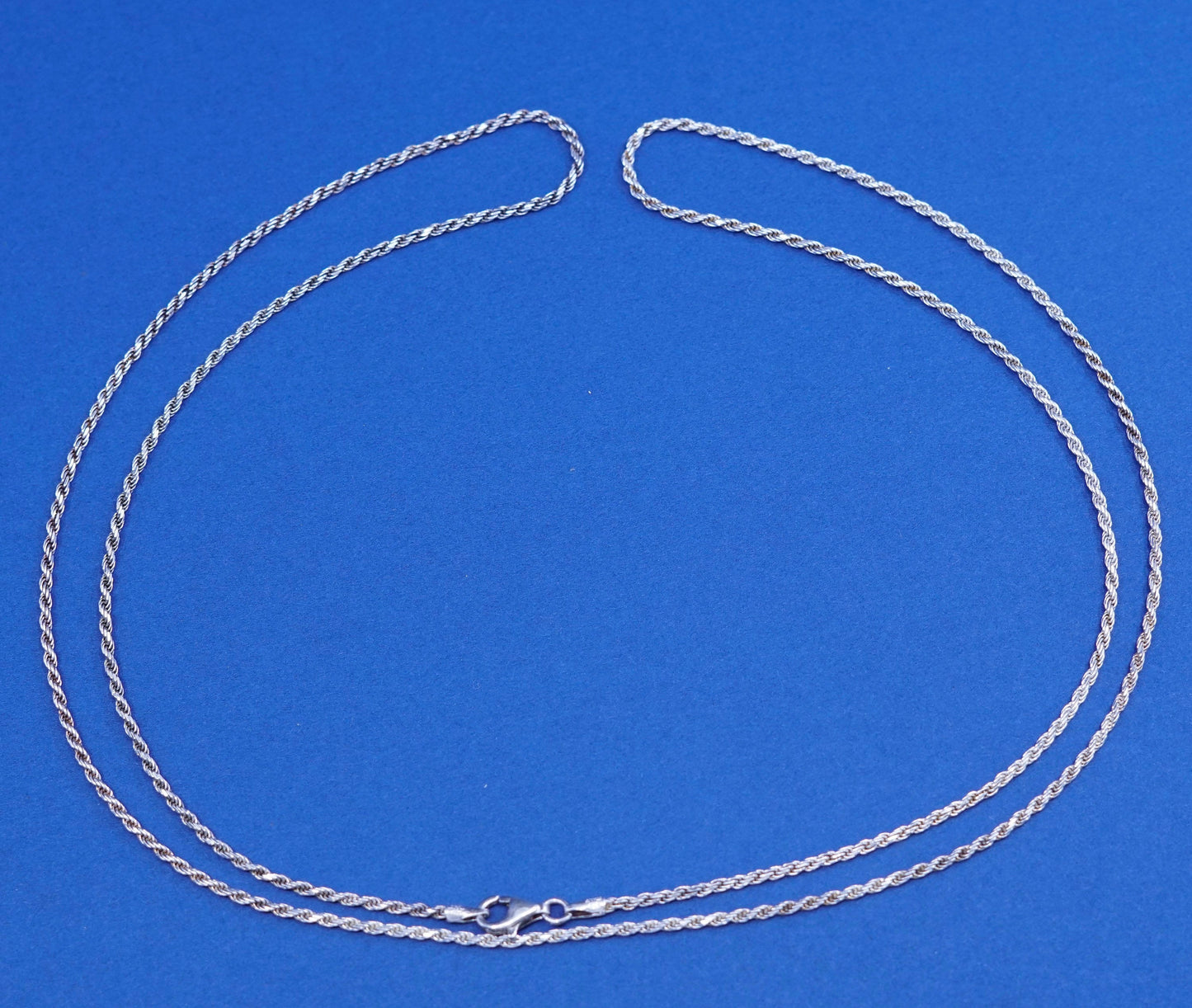 30”, 1.6mm, vintage Sterling silver handmade necklace, 925 diamond rope chain