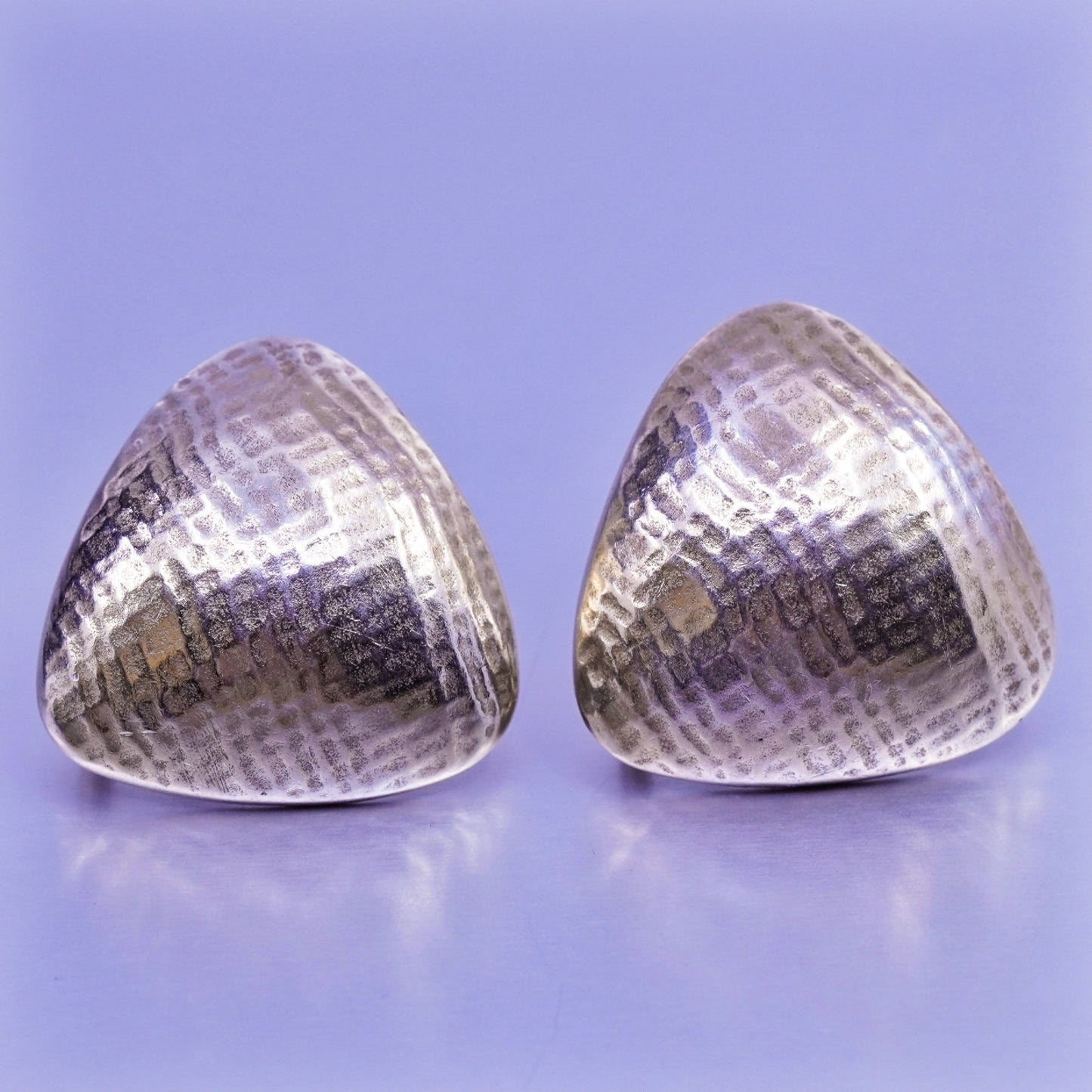 vermeil gold over Sterling 925 silver handmade earrings, triangular studs