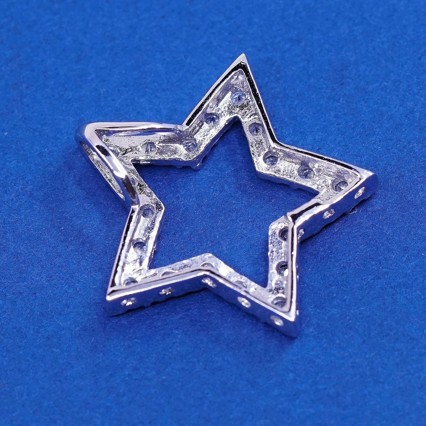 vtg Sterling silver handmade pendant, 925 star w/ crystal