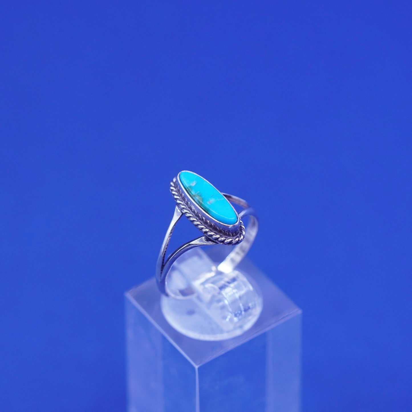 Size 6.75, vintage Sterling silver handmade ring w/ turquoise, Native American
