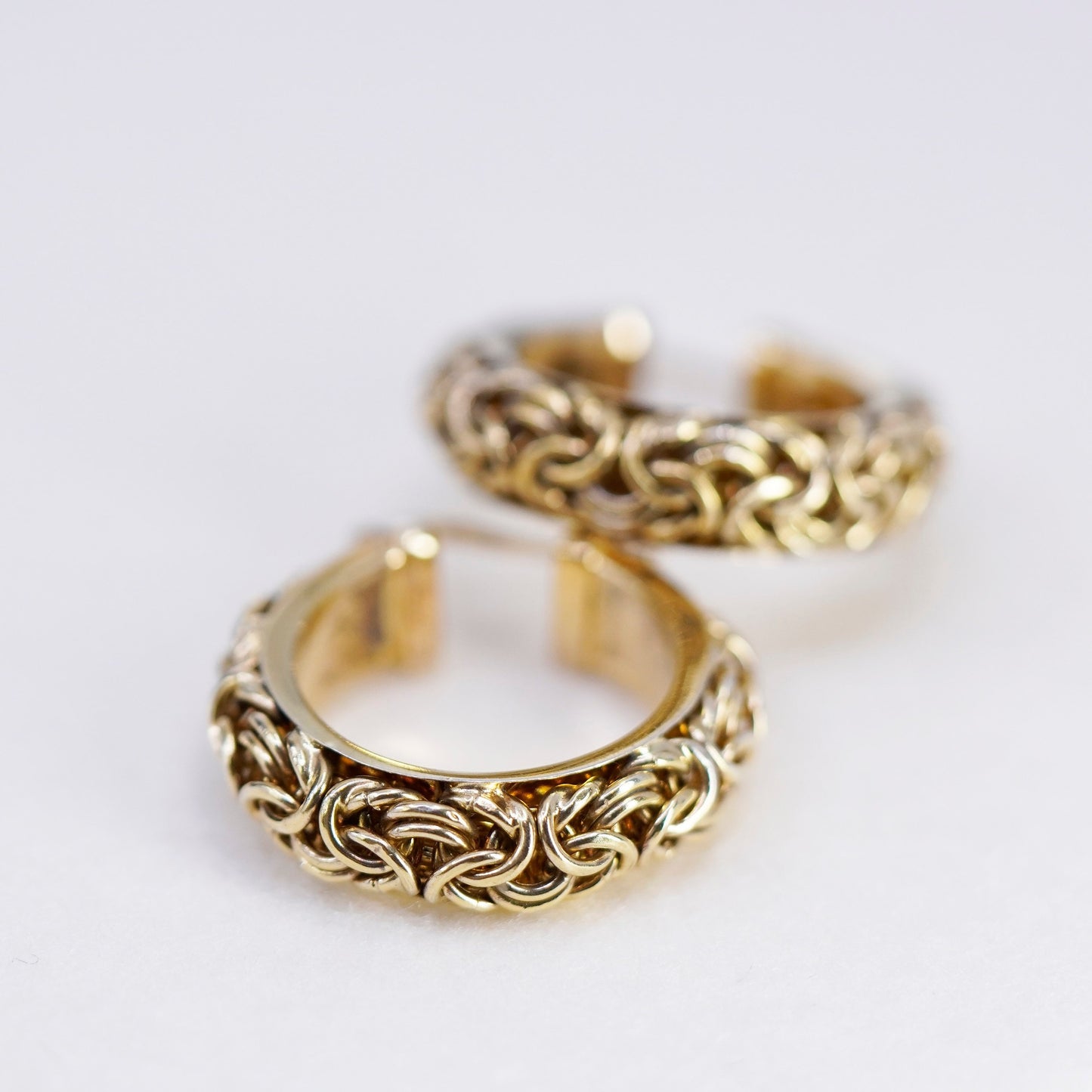 1.25”, Italy vermeil gold Sterling silver earrings 925 Byzantine birdcage hoops