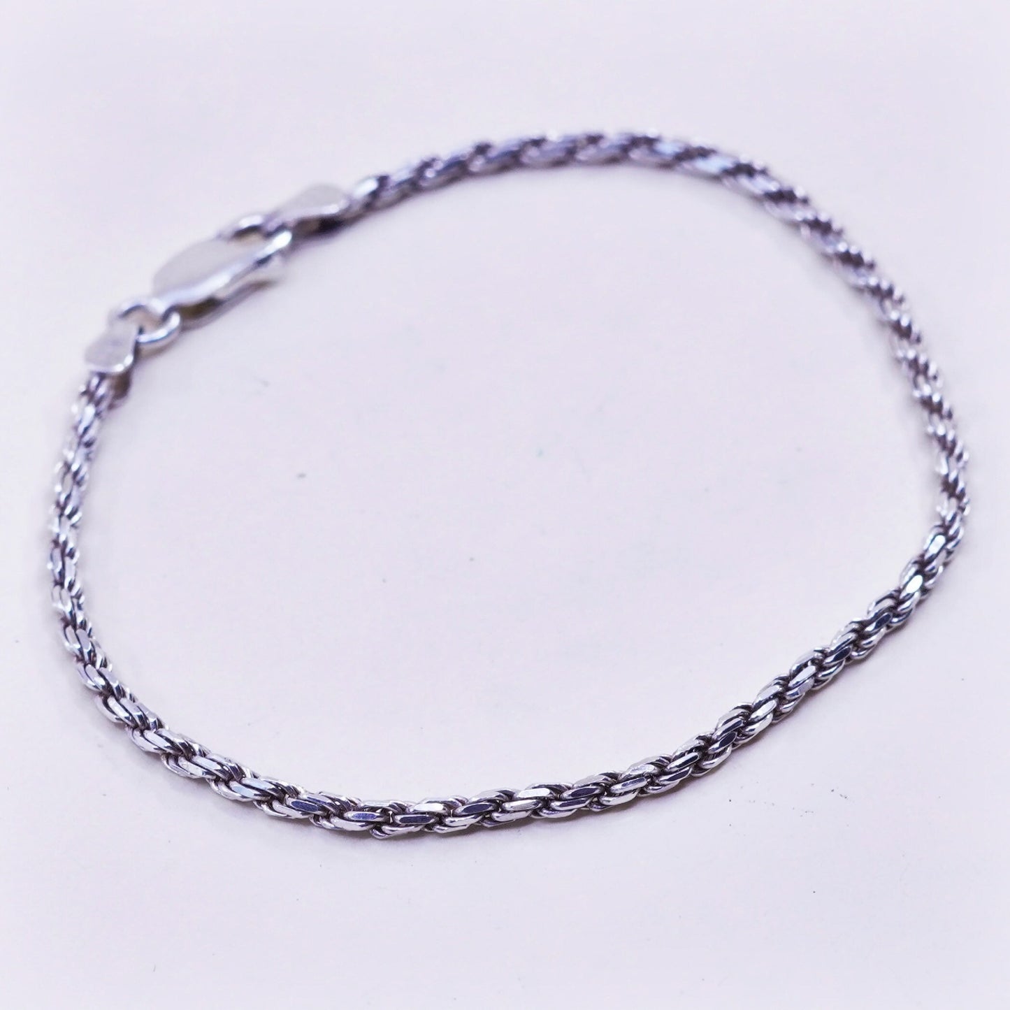 6.75”, 3mm, vintage Sterling silver rope chain, Italy 925 men’s bracelet