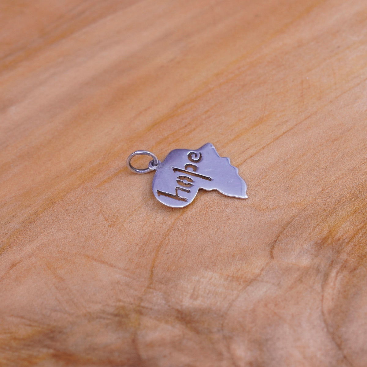 Vintage Sterling silver handmade pendant, 925 Africa charm with “hope”