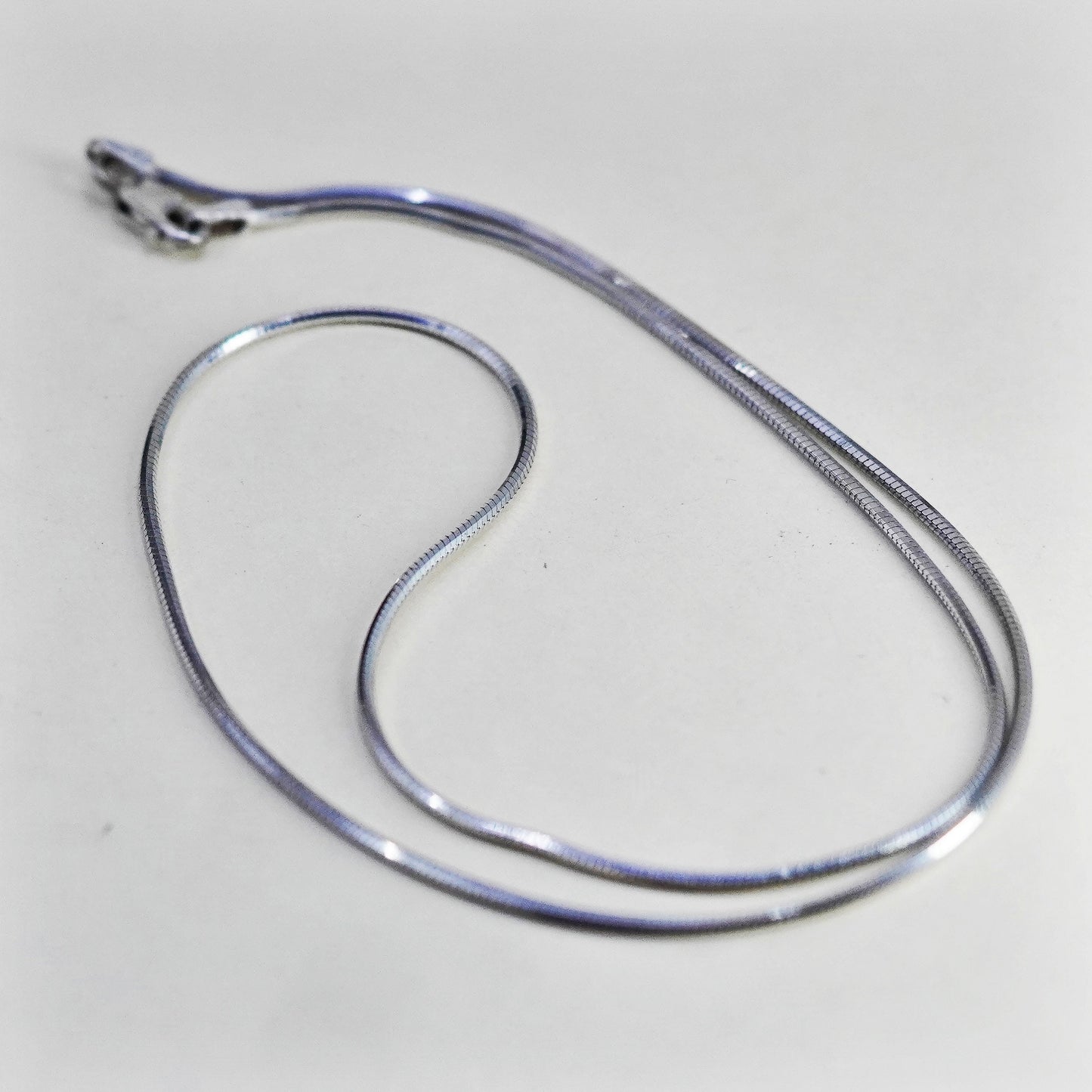 18”, 1mm, Vintage sterling silver square snake chain, Italy 925 necklace