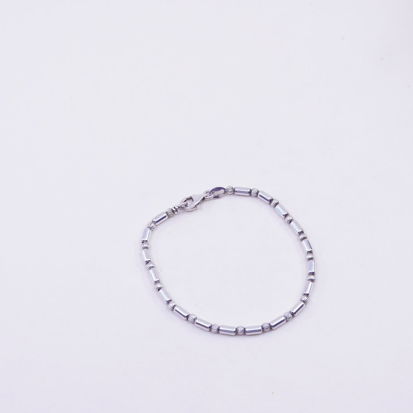 7”, 3mm, Vintage sterling silver handmade bracelet, 925 tube and beads chain