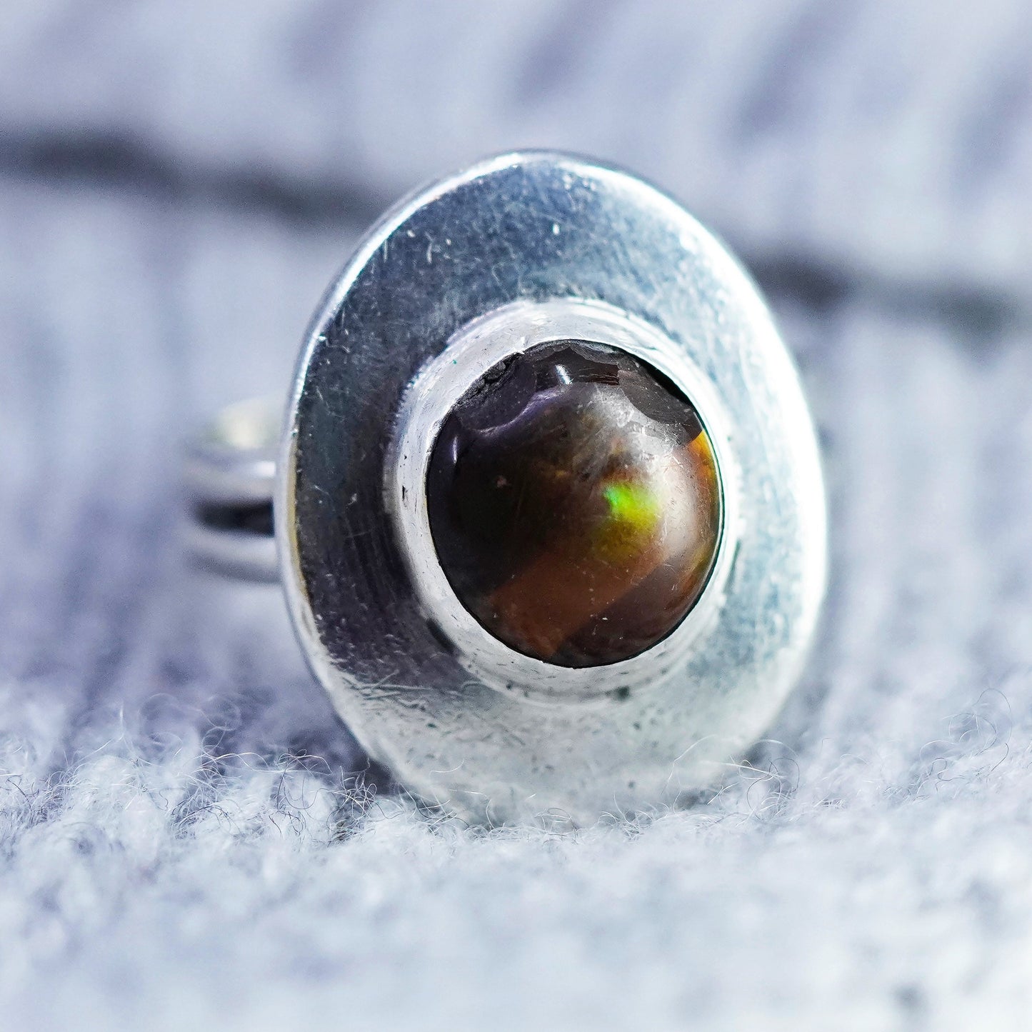 Size 10.5, vintage Sterling 925 silver handmade wrap ring with opal