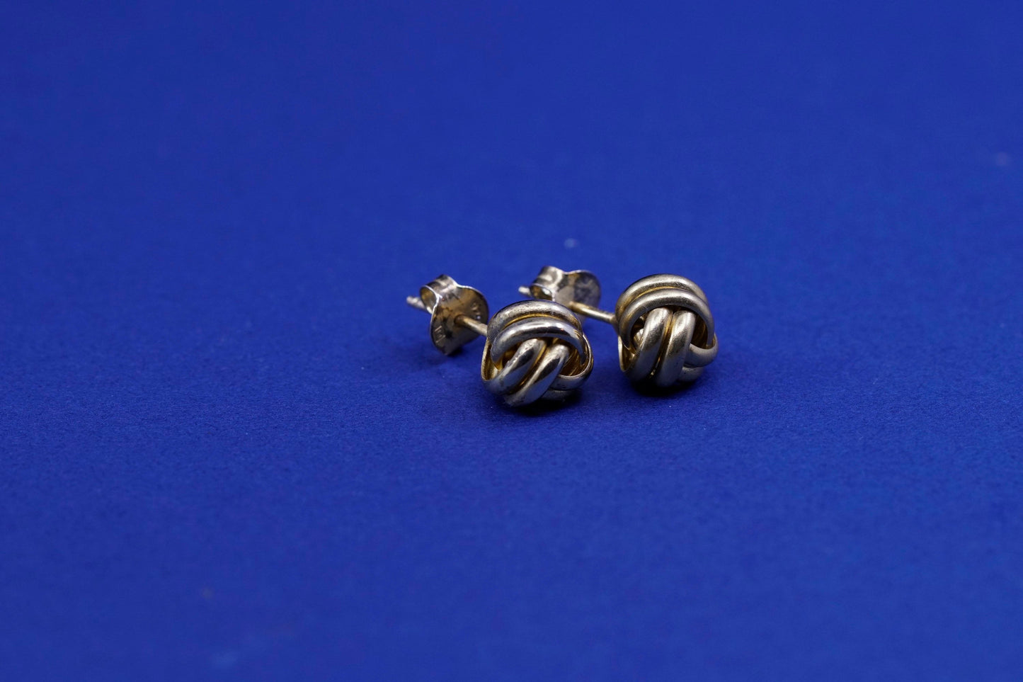 Vintage vermeil gold over Sterling silver handmade earrings, 925 entwined studs