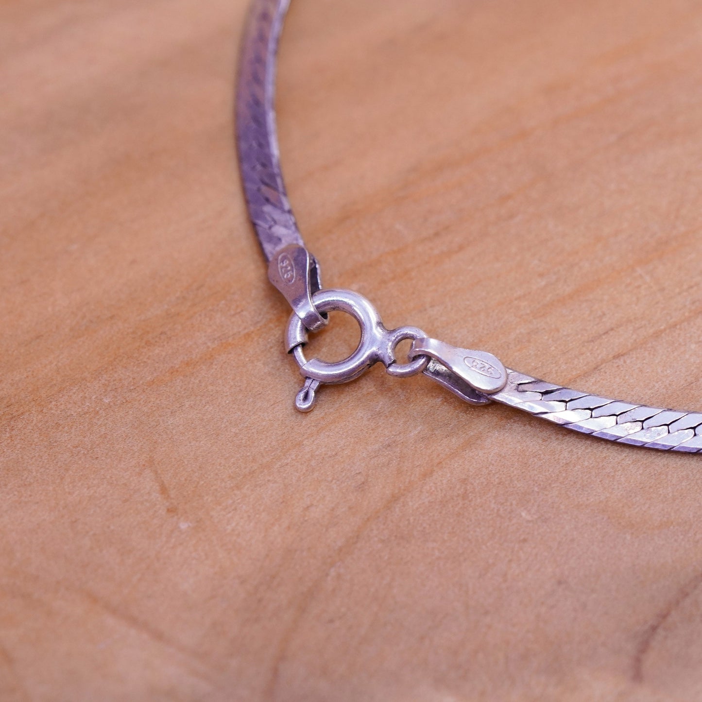 7”, 4mm, Vintage Sterling silver herringbone bracelet, Italy 925 chain