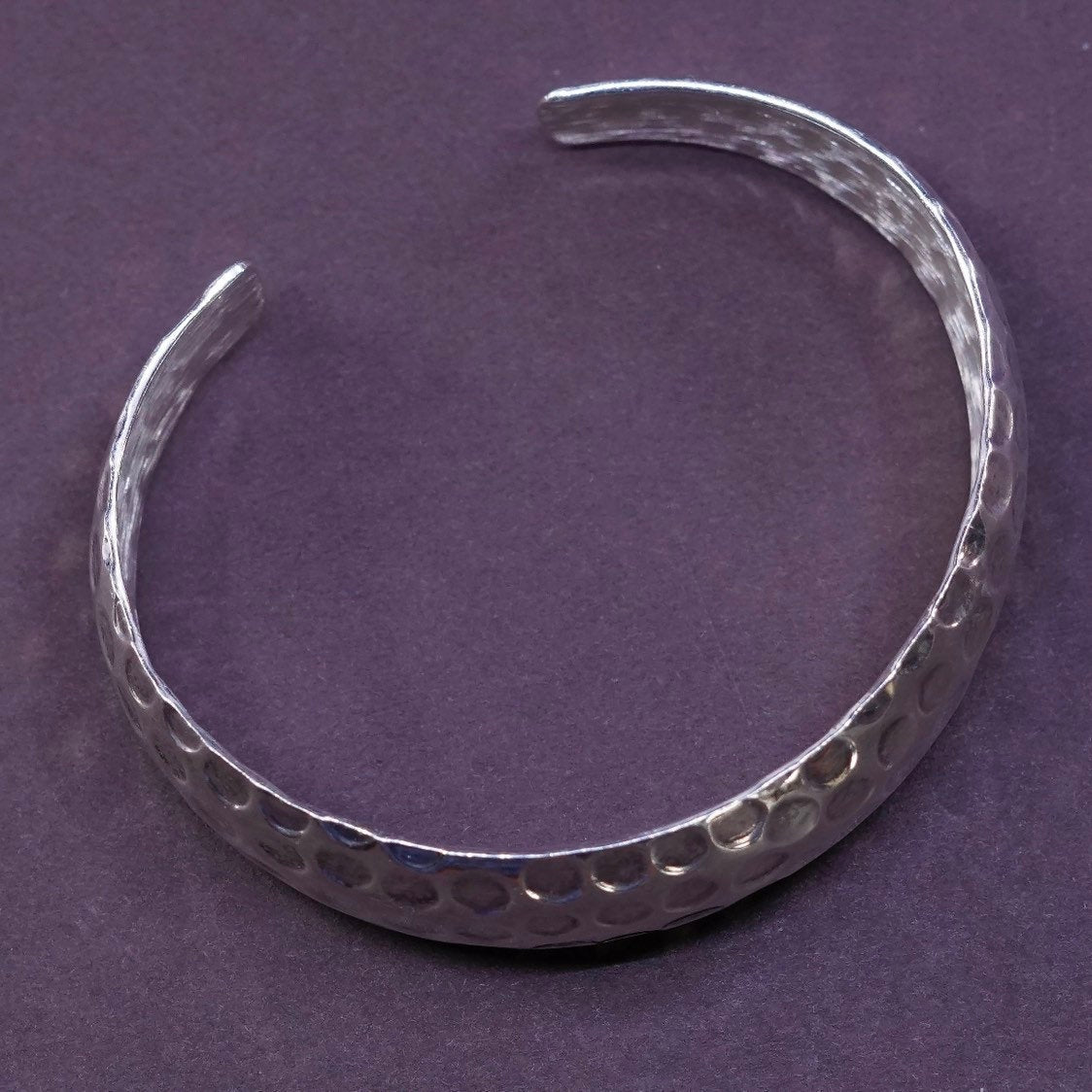 6.25", vtg Sterling silver handmade bracelet, mexico 925 cuff w/ hammered