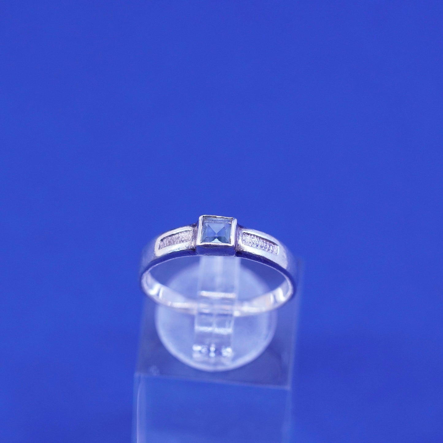 Size 8, vintage Sterling silver handmade ring, 925 stackable ring with topaz