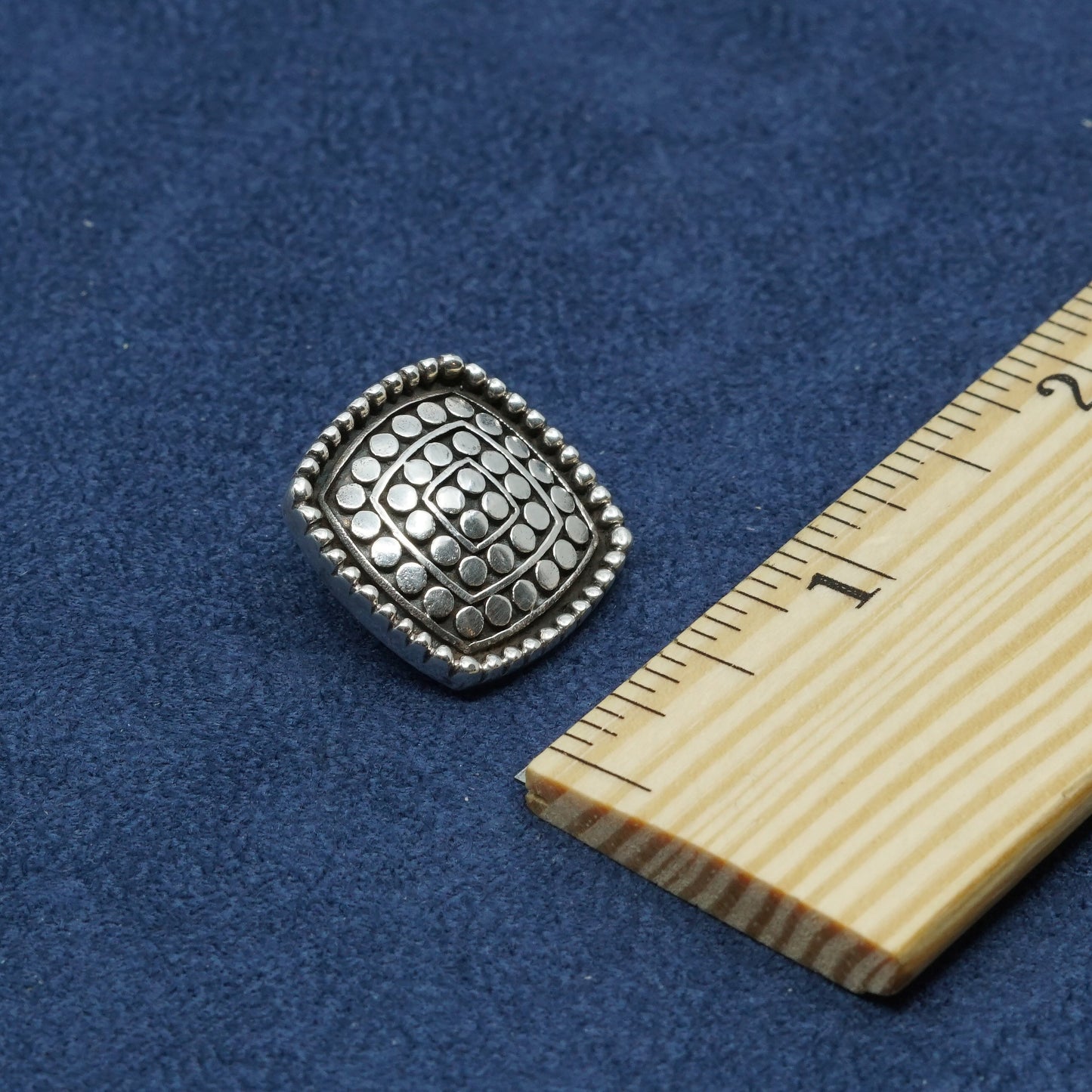 vtg SF Sterling Silver handmade Earrings. 925 huge studs w/ beads texture