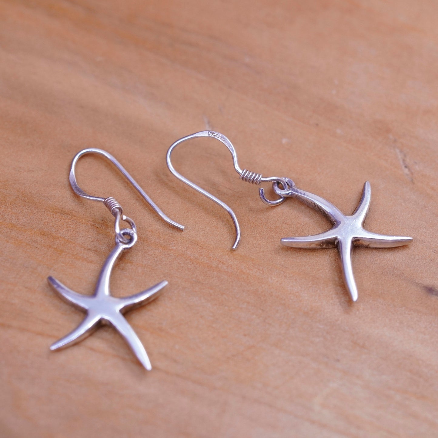 Vintage Sterling silver handmade earrings, 925 star starfish
