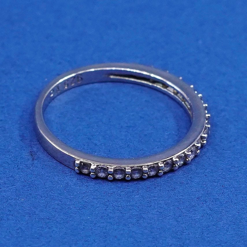 sz 6, vtg XO Sterling silver engagement ring, 925 band w/ clear crystal