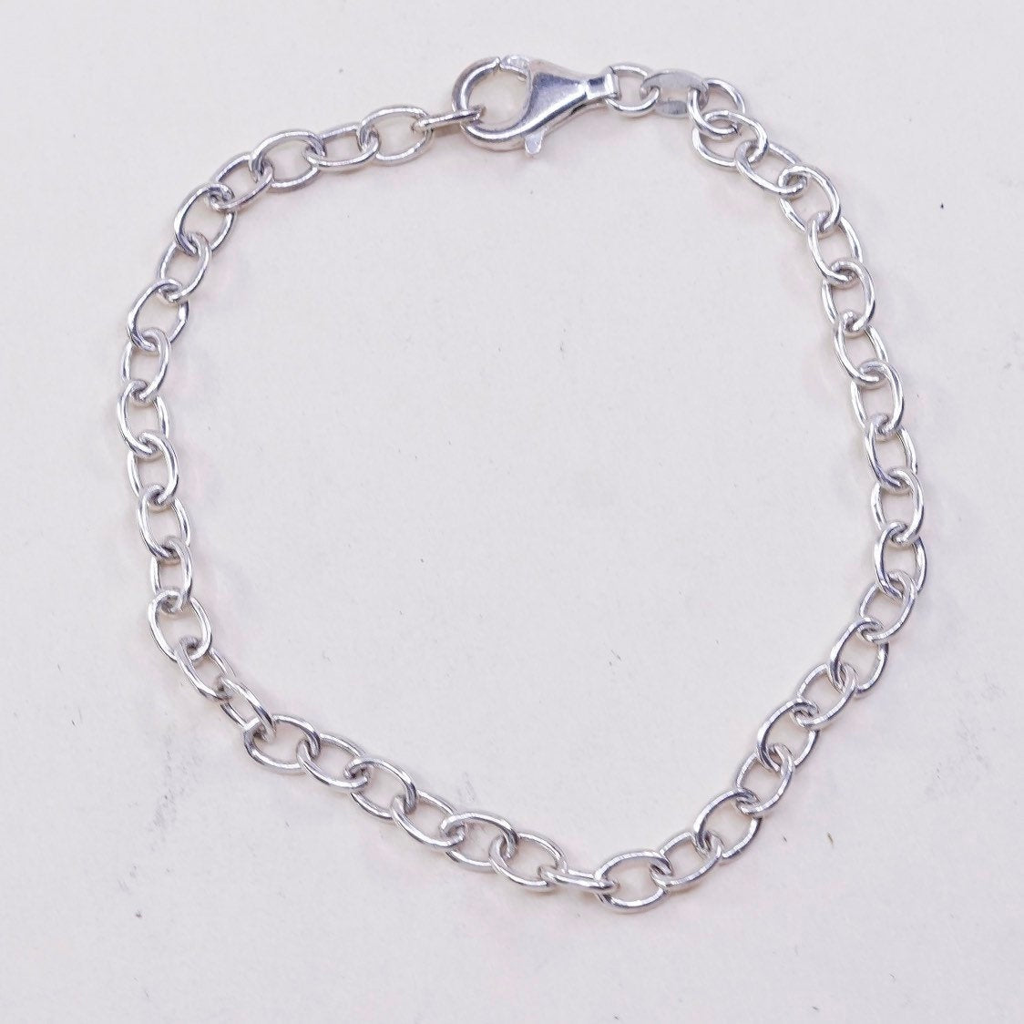 7.5", 4mm, VTG sterling silver circle link chain, stamped 925