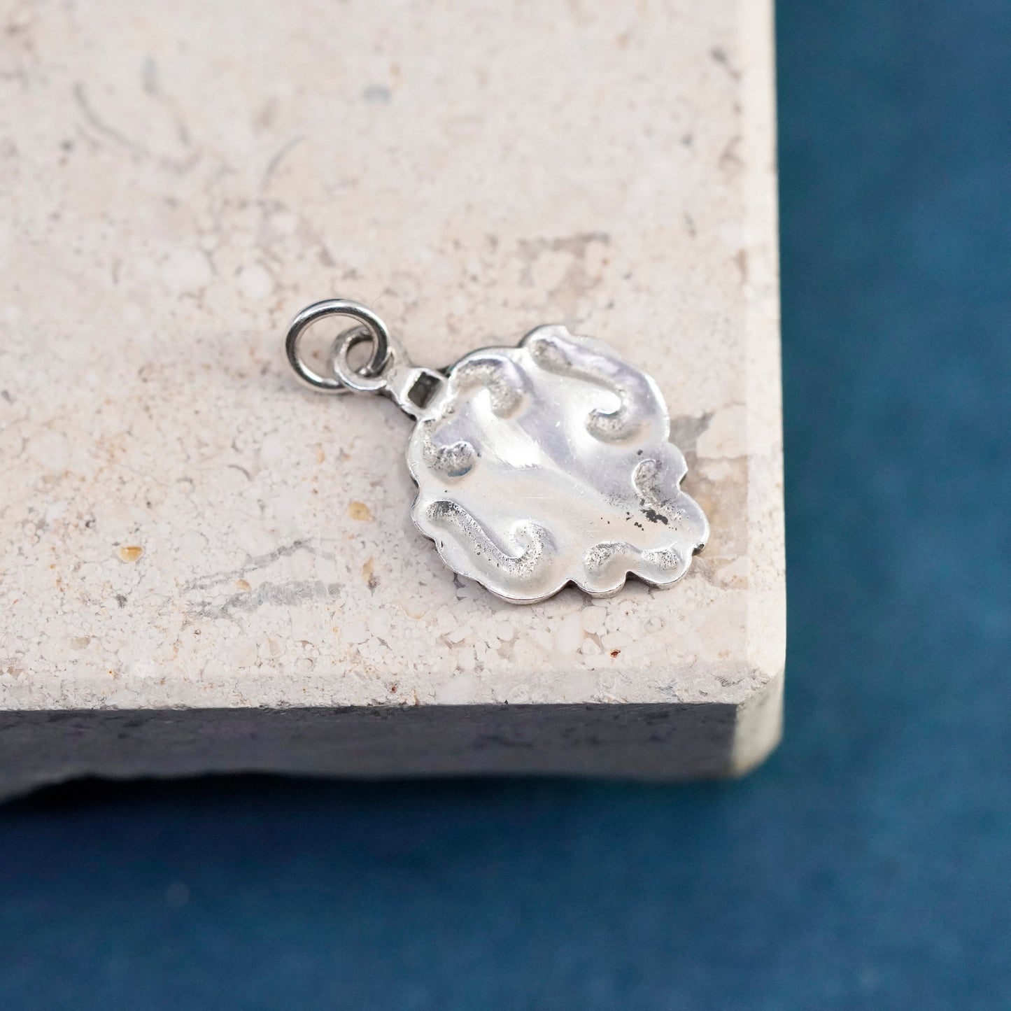 Vintage Sterling 925 Silver handmade swirly tag