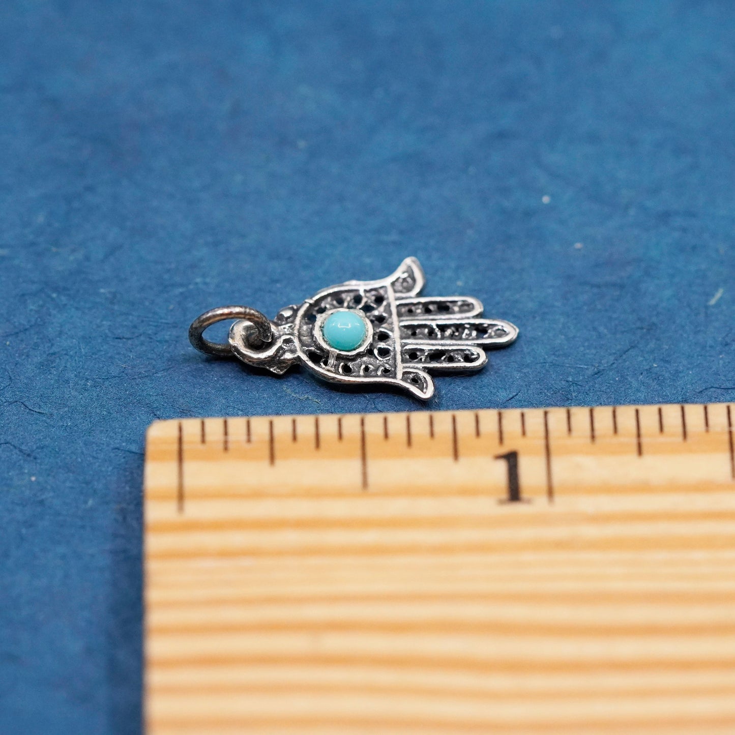 vtg sterling Silver Handmade Pendant, Native American 925 hand charm turquoise