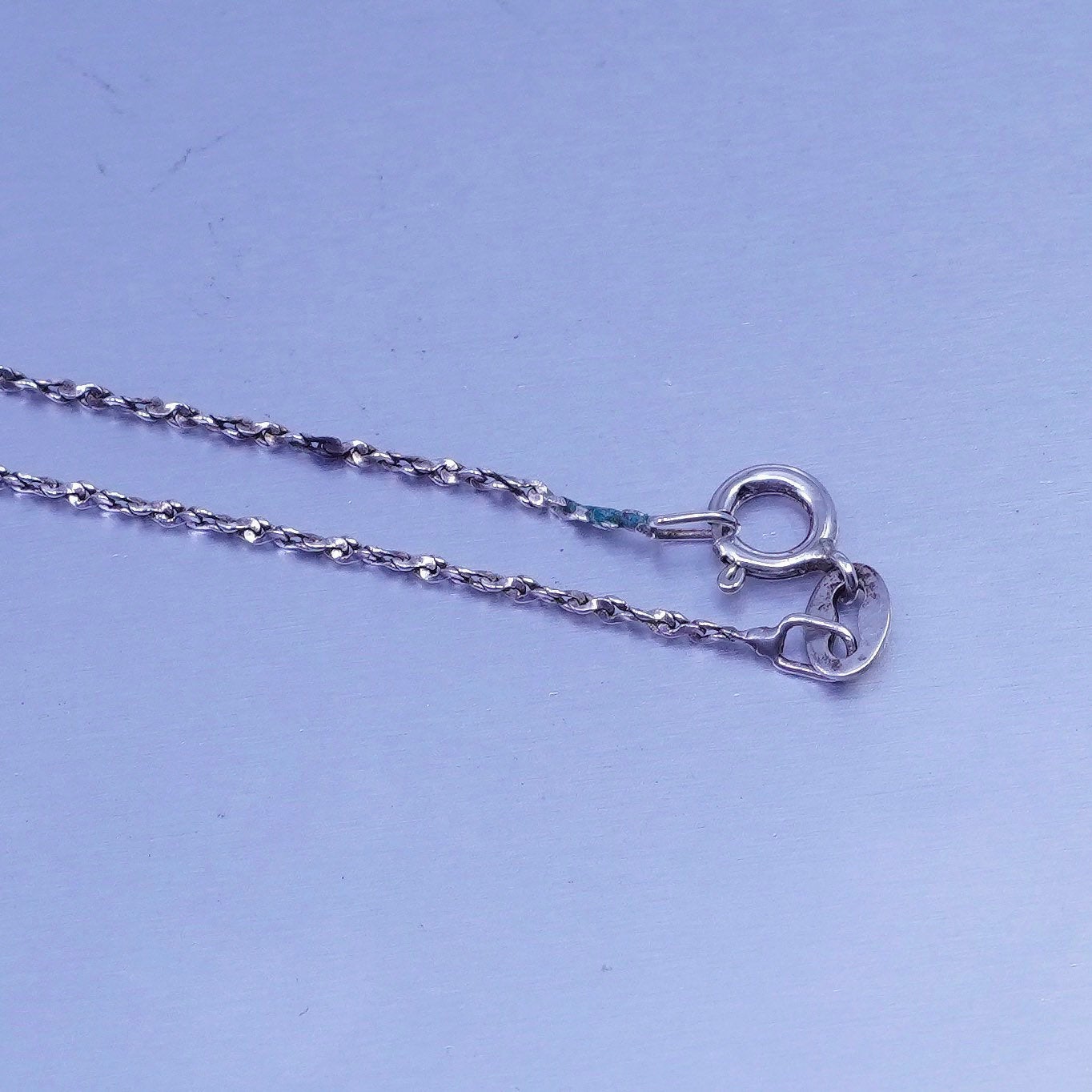 18” 1mm, vintage Italy Sterling 925 silver twisted s link chain necklace