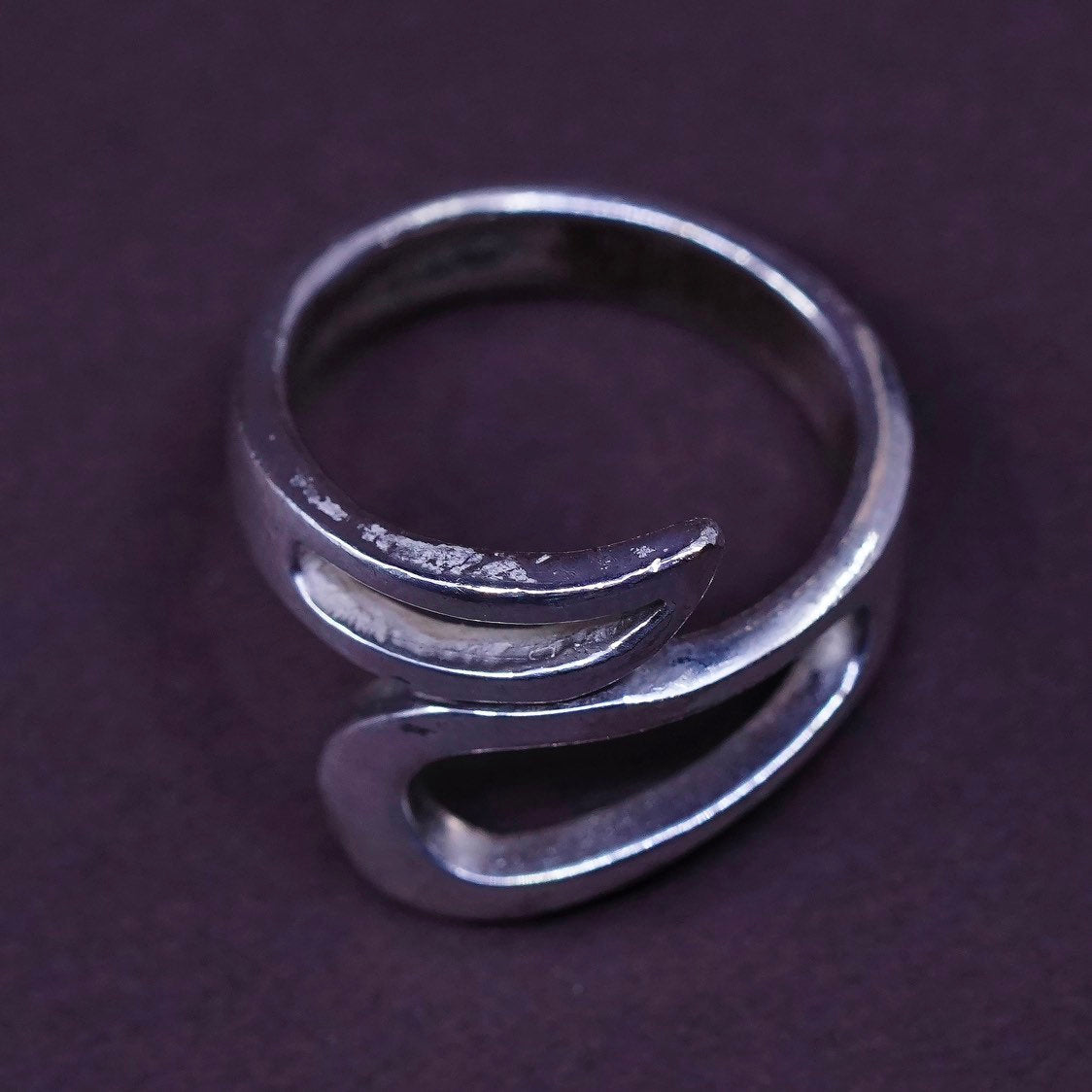 sz 6, vtg Sterling silver handmade ring, 925 wrap band