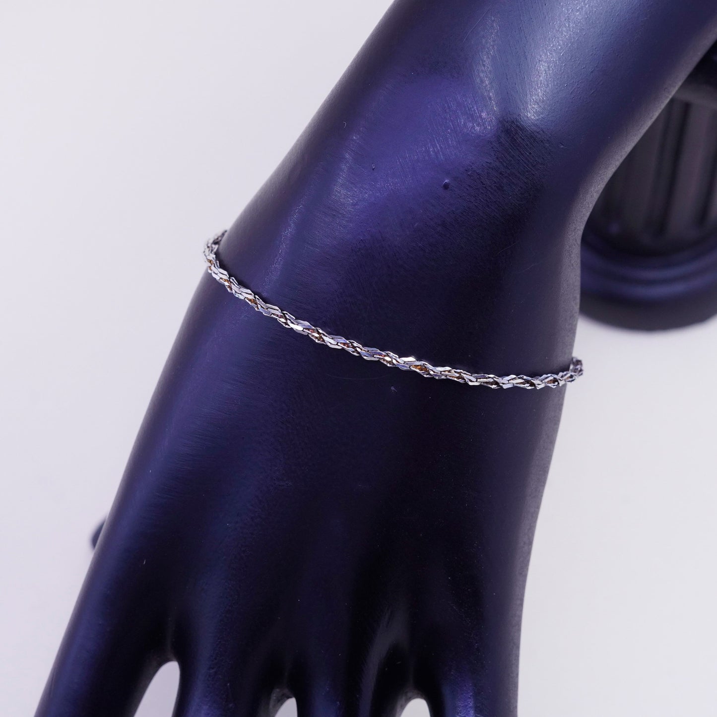 6.5”, 2mm, Vintage sterling silver bracelet, Italy made 925 twisted bracelet
