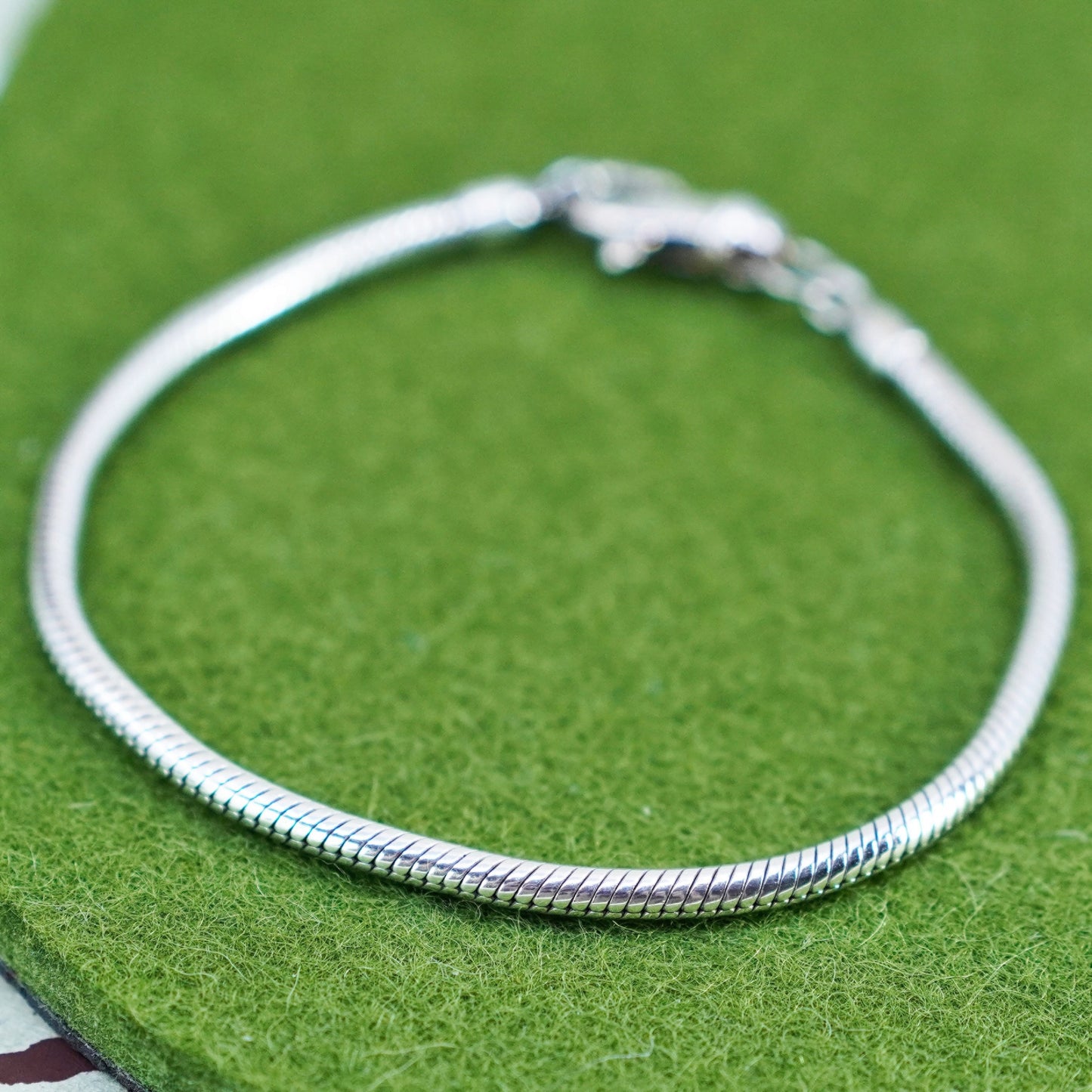 7.25”, 3mm, vintage Italy Sterling 925 silver bracelet, bold snake chain