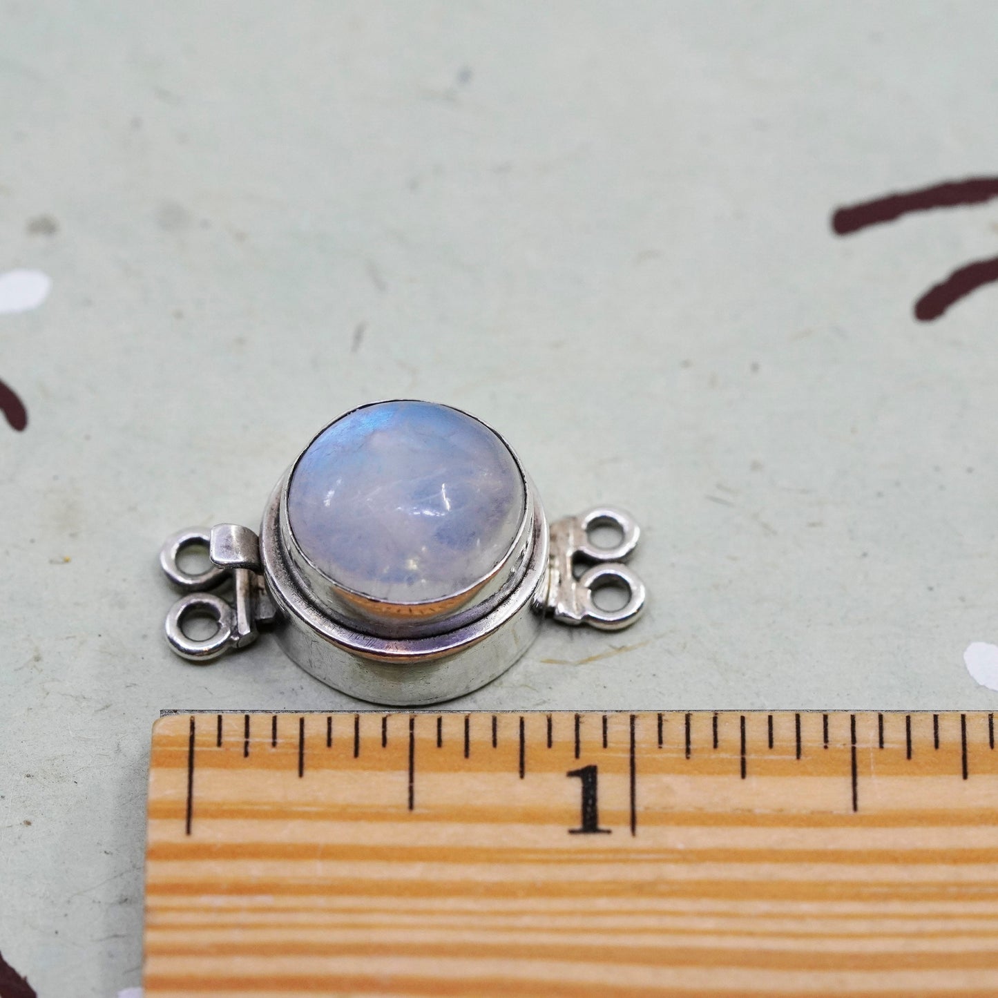 Vintage Sterling 925 silver handmade clasp with moonstone