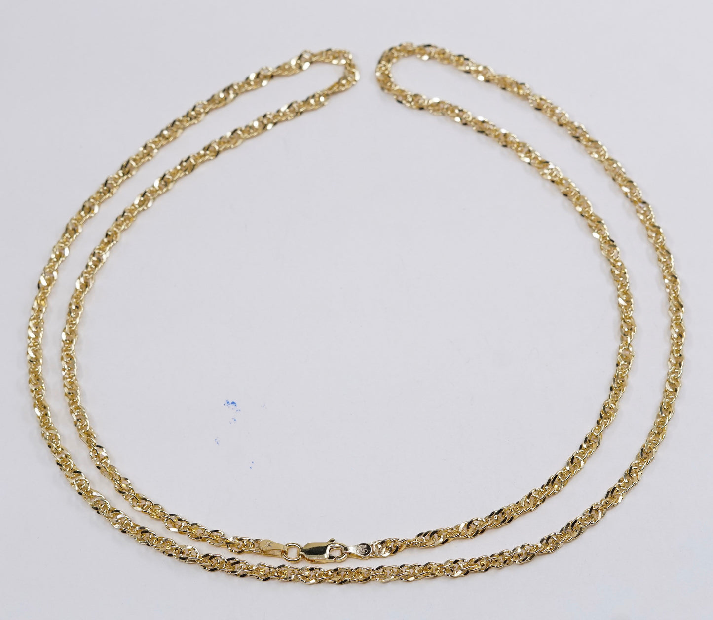 30”, 3mm, Milor vermeil gold sterling silver Italy 925 singapore chain necklace