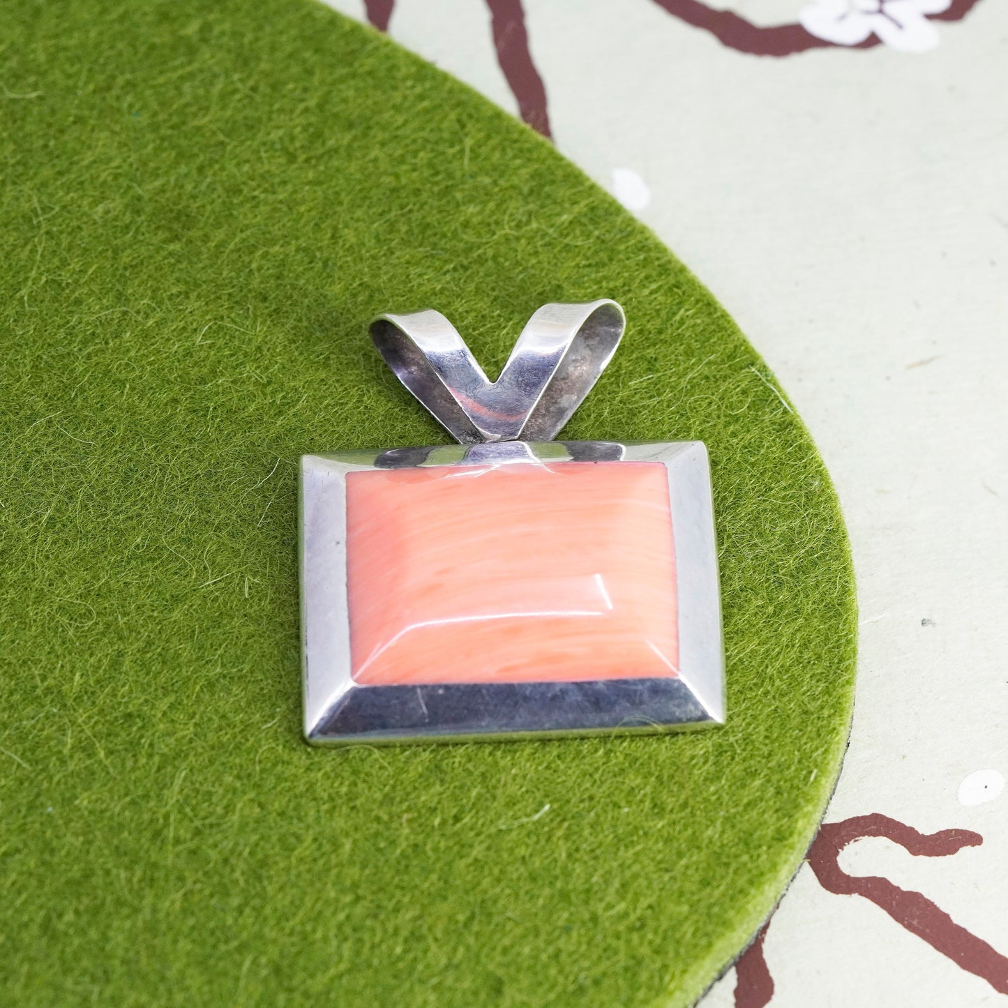 vintage Mexico handmade sterling 925 silver pendant with agate