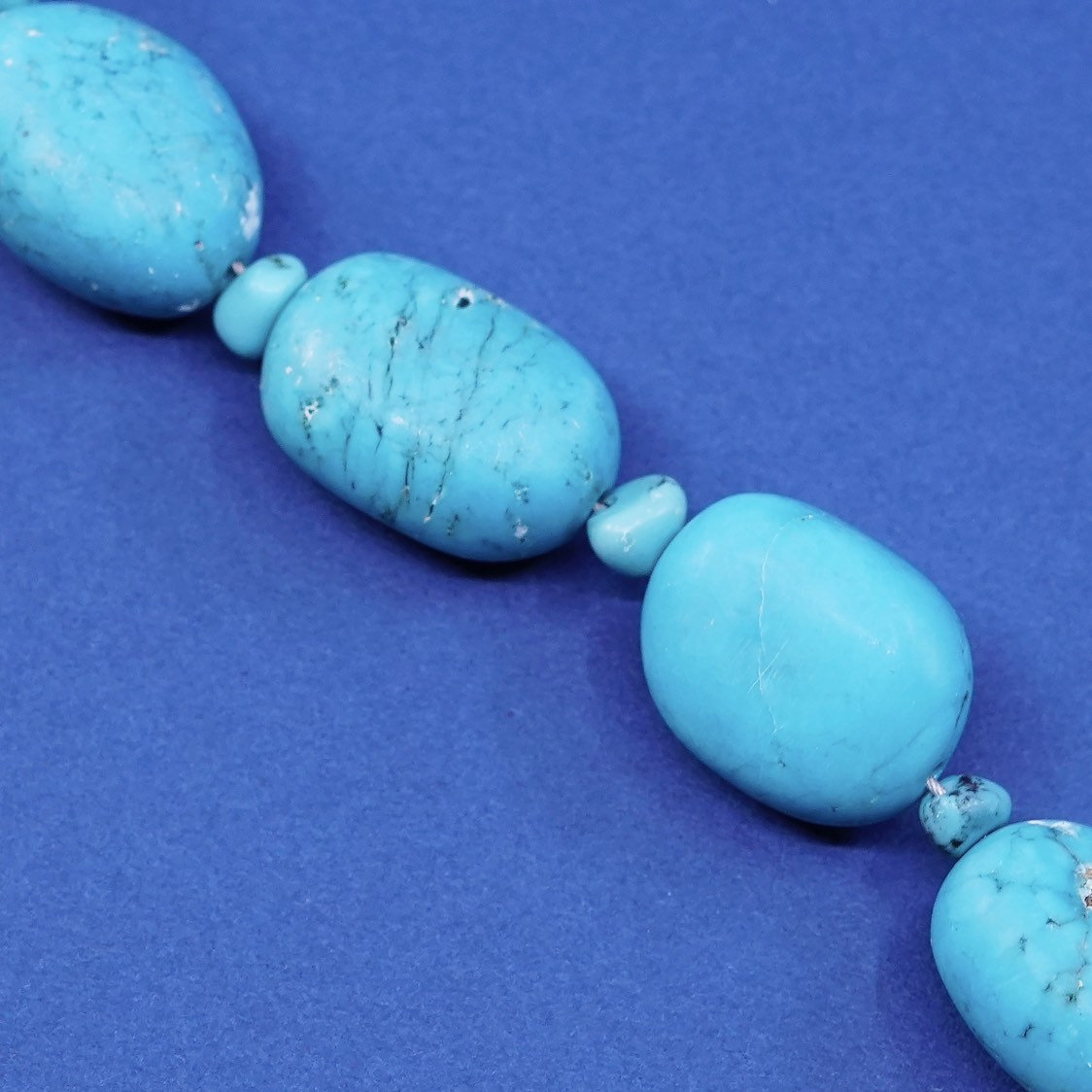 6.75”, vtg sterling 925 silver handmade bracelet Native American turquoise bead
